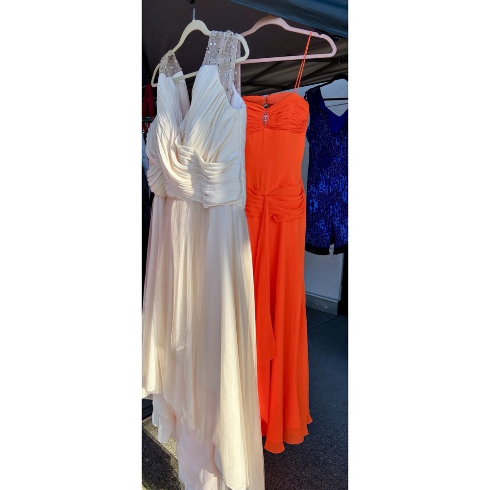 Orange Long Formal Gown Ruched Jewel‎ Accent Sweetheart Neckline Sleeveless